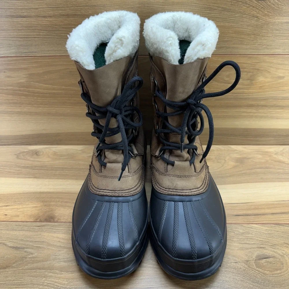 SOREL Caribou Brown Nubuck Mens 8 Snow Winter Waterproof Insulated Faux Sherpa